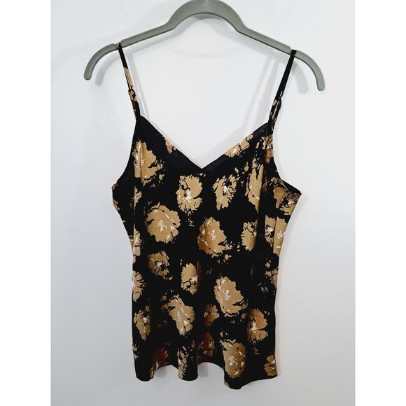 Grade&Gather Women's Black Tan Floral Tanktop Adjustable Strap Size Medium - Picture 1 of 4